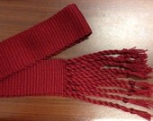 Squire's dark red belt - hand woven with tasseled finish (6 feet)