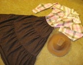 Costume Western Annie Oakley brown skirt  blouse cowboy hat womens sz 14/16