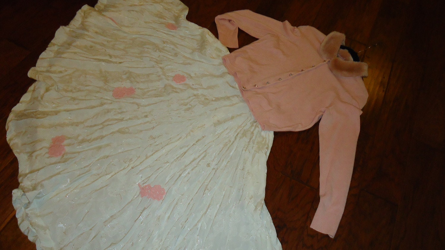 Fifties 50s circle Grease flower SKIRT pink sweater sz 7/8 womens Halloween costume
