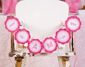 1st Birthday Party Decorations - Princess Crown Theme I am 1 MINI BANNER - 1st Birthday Party Sign in Hot & Light Pink - 1st Birthday Party