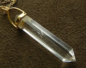 Double Terminated Crystal Quartz Point Pendant and Gold Fill Necklace
