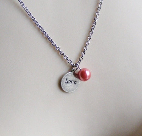 Breast Cancer Necklace. Hope Necklace. Silver Necklace. Survivor. Inspirational Necklace. Pink