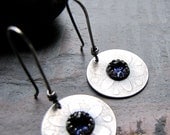 SALE Sterling Silver and Iolite Flower Dangle Earrings