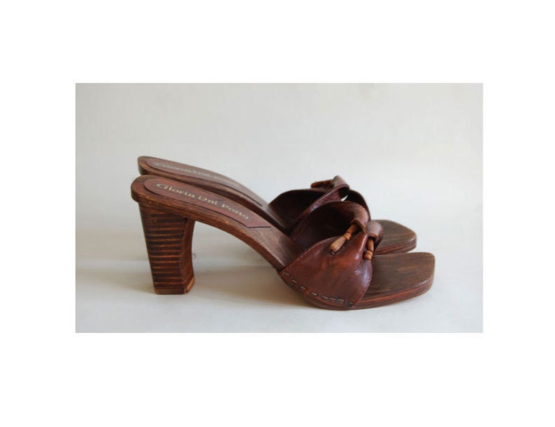 vintage DAL PORTO wood/leather sandals
