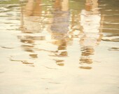 Reflection - 8x8 Fine Art Photograph - Home Decor Girls Walking Beach Sea Water Abstract Wall Art - lorandherworld