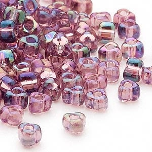 4mm iris lilac Miyuki triangle glass beads, 20 grams