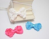 Small Chiffon Flower Rosette Bow Headbands in White, Hot Pink, or Blue