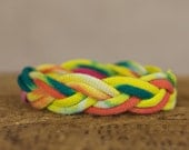 Tropical Tie Dye Sailor BraceletTurk's head knot, T shirt yarn Continuous Braided Bracelet N12