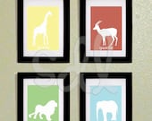 PRINTABLE Set of Four Safari Children's Animal PDF file Wall Art Prints 5x7 Il_170x135