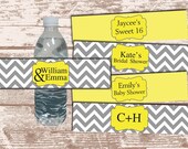 PRINTABLE PDF Chevron Stripe With Accent Color Party Water Bottle Labels Il_170x135