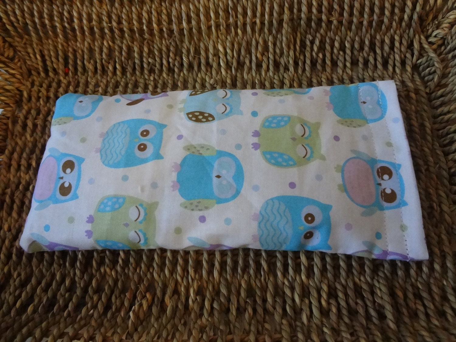 Hot-Cold Therapy Bag for Kids Boo Boos and an Eye Pillow - White with Blue Owls
