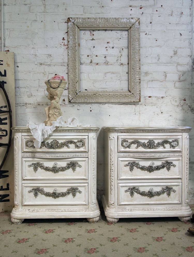 Painted Cottage Shabby Tea Stained Romantic Night Table