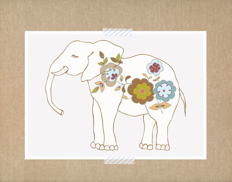 The Elephant 2 (Elephant nursery, Baby elephant, Elephant girl, Kids room decor)
