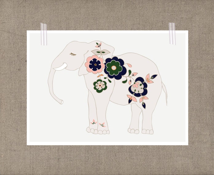 Baby Elephant Sleeping (Elegant nursery wall decor, Sleeping Baby elephant)