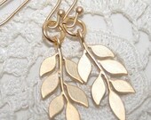 Golden Leaf Boho Earrings, Gold Foliage Earrings, Delicate for Woman Teen, Leaf Tribal Earring.Boho Style Earrings.