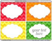 Rectangle - Editable PDF (8x10) - Primary Chevron Labels - Buy 2 Get 2 Free - Printable Labels / Cards
