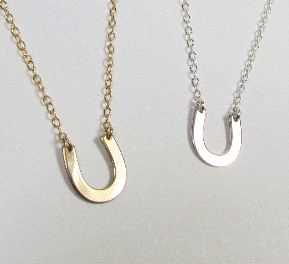 Horseshoe Necklace Good Luck Sterling silver or by gemsinvogue