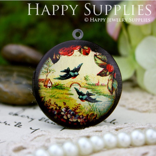 New Technology - 1pcs 33mm (PL-33-306) Handmade Antique Bronze Brass Photo Locket Pendant / Charm