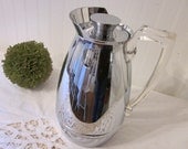 vintage THERMOS Jug Pitcher Decanter, Chrome, Lucite Handle, mid-century Model No. 585J, American Thermos Bottle Co.