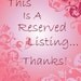 This Item is Reserved for Jet