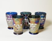 Vintage Handpainted Luster Glass Tumblers