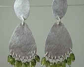 Sterling Silver and Peridot 'Pebble' Earrings