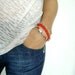 Fire - Deep red eco suede leather silver chains stacking boho chic bracelet