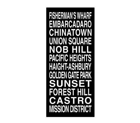 San Francisco Destination Roll / Subway Scroll / Tram Banner / Bus Schedule 22in x  50in - Ready to Hang