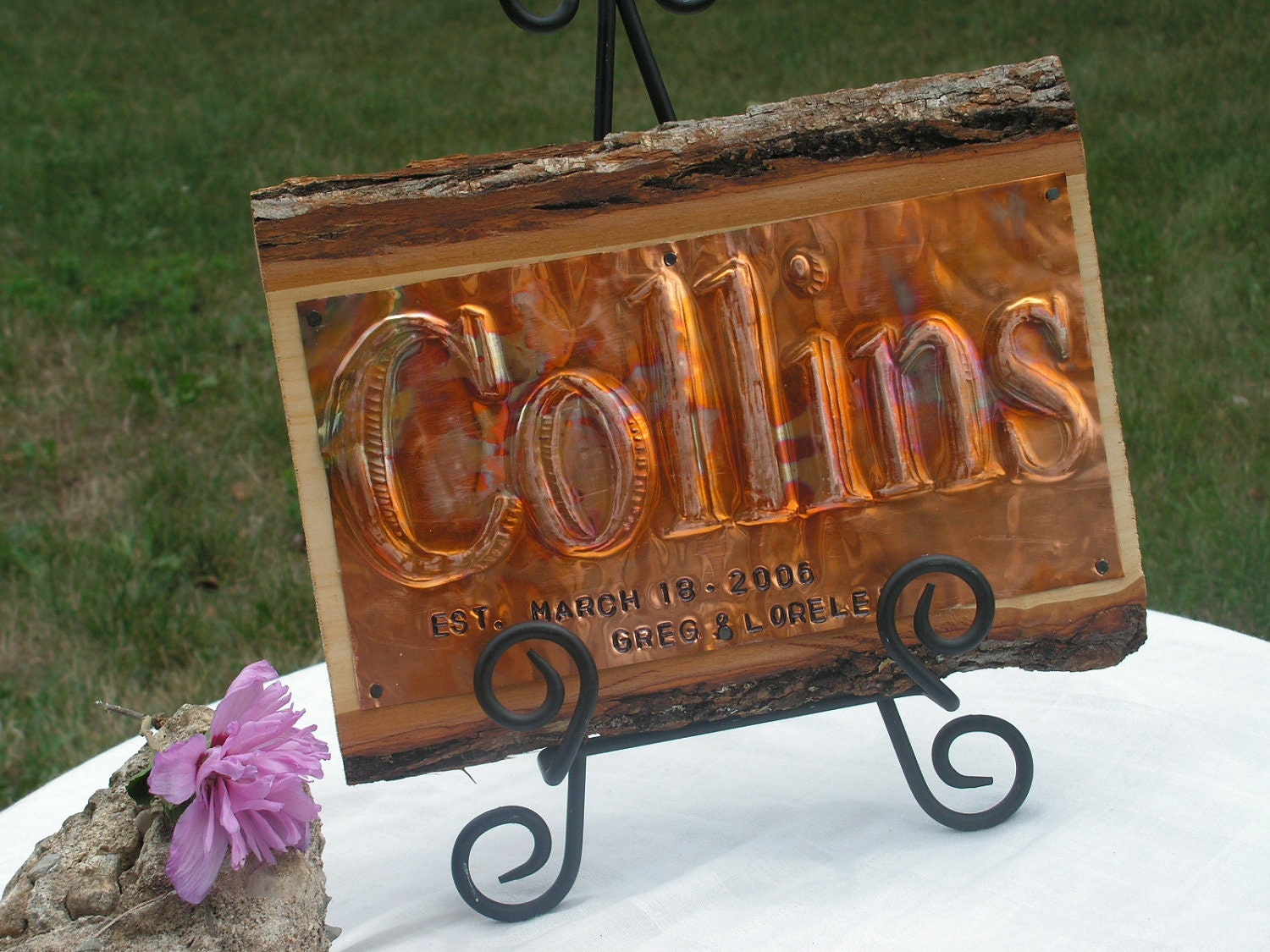 Sign Copper names sign for Father's Day Anniversary/Bride and Groom or Room (Man Cave)