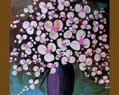 Flower Painting, White Flower Painting, Vase Painting, Textured Flower Original Painting on Canvas 24x24, Wall Art, Home Decor