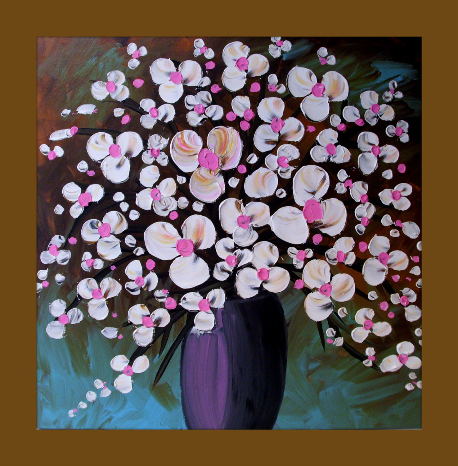 Flower Painting, White Flower Painting, Vase Painting, Textured Flower Original Painting on Canvas 24x24, Wall Art, Home Decor