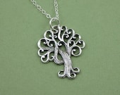 Swirly Tree Necklace - sterling silver - pendant - handmade - tree jewelry