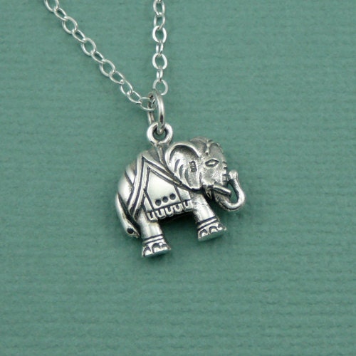 Lucky Indian Elephant Necklace - sterling silver - elephant jewelry - pendant - gift