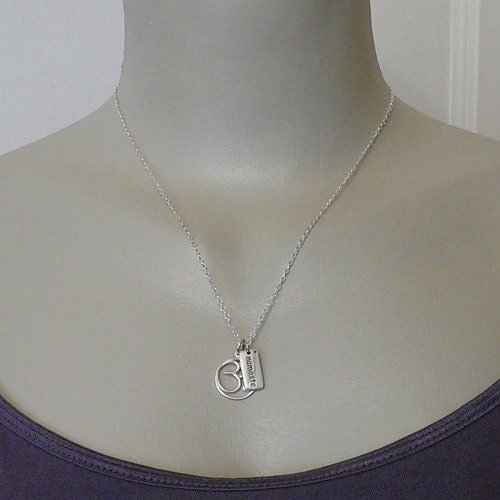 Om Namaste Necklace -  sterling silver handmade yoga pendant - charm -  zen gift