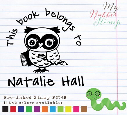 OWL Self inking stamp. Personalized Teacher Stamp, This Book Belongs To Stamp, Children Stamp, Name Stamp, Return Address (P2348)