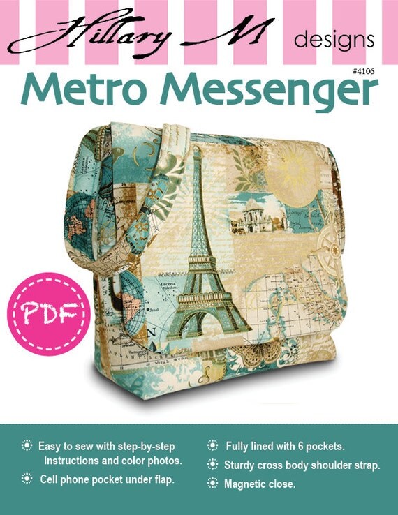 PDF Metro Messenger Bag Purse SEWING PATTERN
