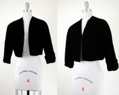1960s black velvet cropped jacket / small medium