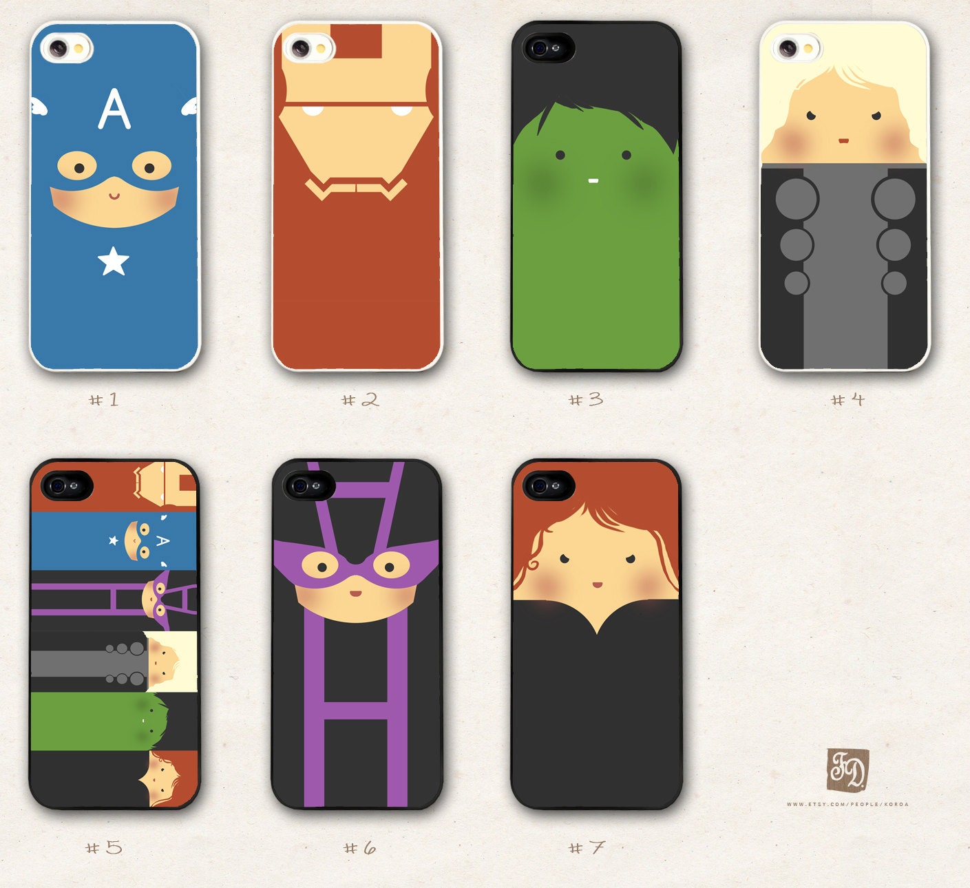 iPhone 5 hard case the cute Avengers  /choose one/ the Hulk , Hawkeye , Captain America , Iron Man , Thor