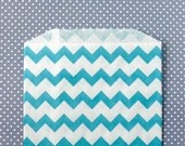 Aqua Blue Chevron Paper Bags (20) - Midi Size Il_170x135
