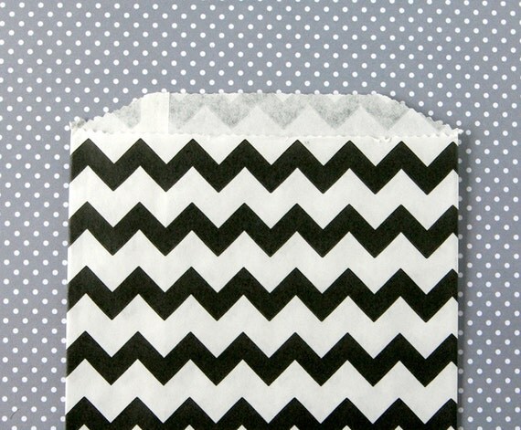 Black Chevron Goody Bags / Favor Bags / Treat Bags (20) - 5 x 7.5 inches - Midi Size Il_570xn