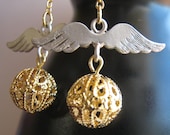 Golden Snitch Earrings - Harry Potter Inspired (Silver Wings E308Silver)