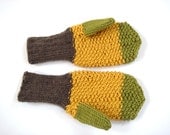 Yellow men gloves, knitted mittens, gift for men