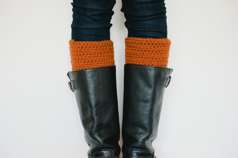 Boot cuffs, boot topper, boot accessories, leg warmer, boot socks, orange, burnt, spring, fall, winter, spring, mothers day