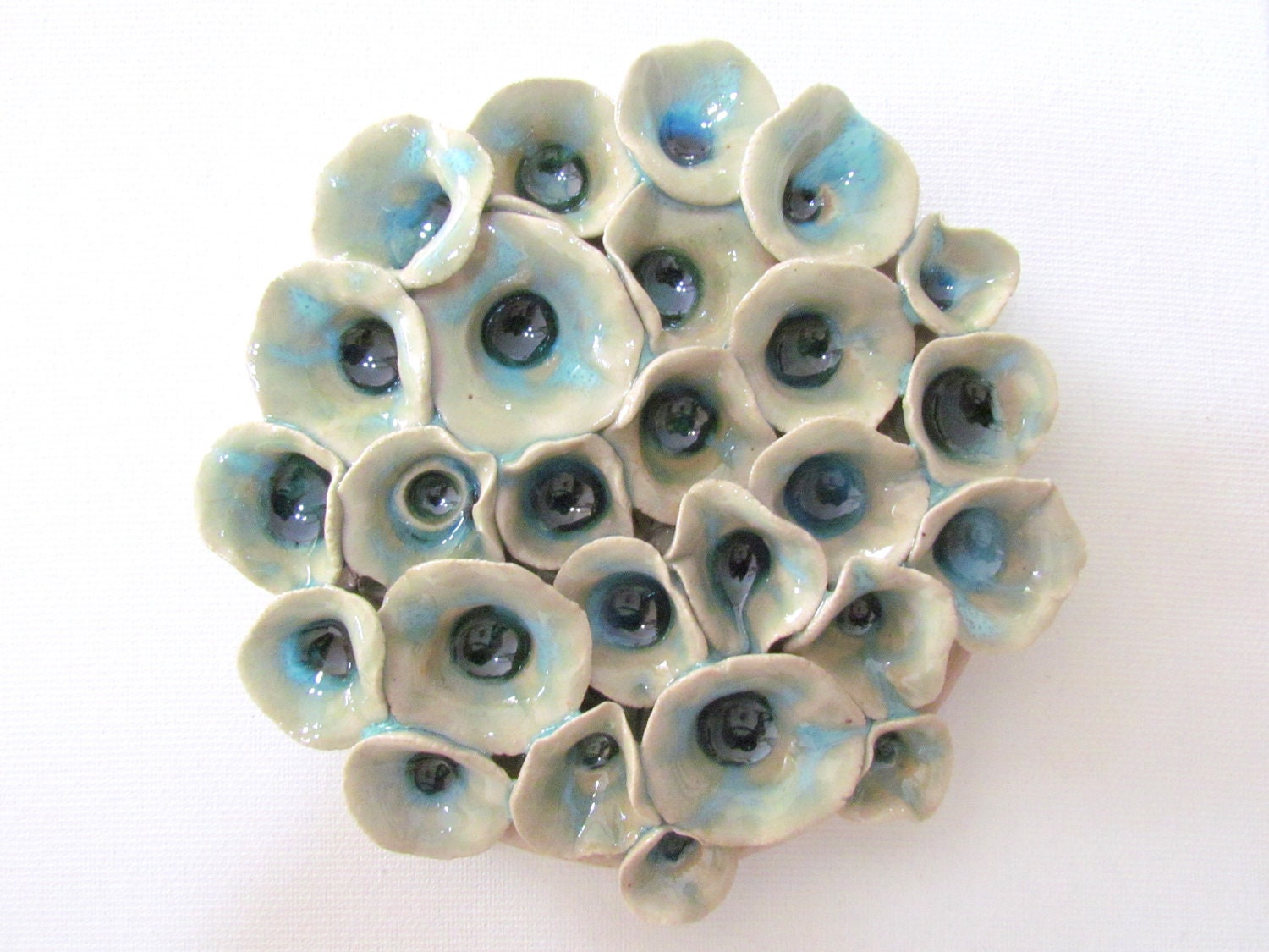 Round wall art tiles Ceramic sculptures tiles beach style wall hanging Ceramic tile wall decor