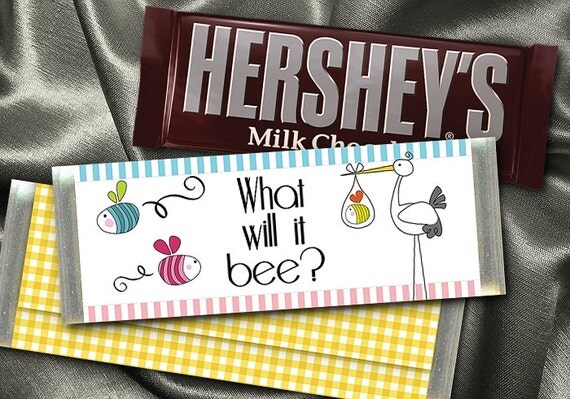 12 Hershey Candy Bar Wrappers, Baby Gender Reveal Party, Pink, Blue, Yellow, Baby Bees Il_570xn