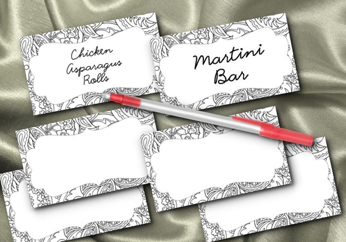 10 Blank Table Cards, Place Cards, Food Label Cards, Candy Buffet Labels, Black and White, Wedding, Shower, Birthday Il_570xn