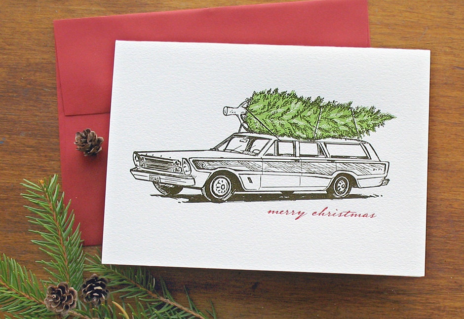station wagon christmas card station wagon christmas card