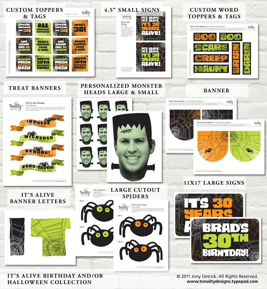 Halloween Birthday Party: It's Alive Party Accessories (DIY Printables)