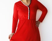 Vintage Strawberry Tricot Day Dress / Size M