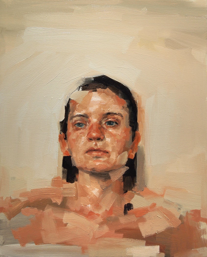 With Tired Mind, Large Art Print from Oil Painting